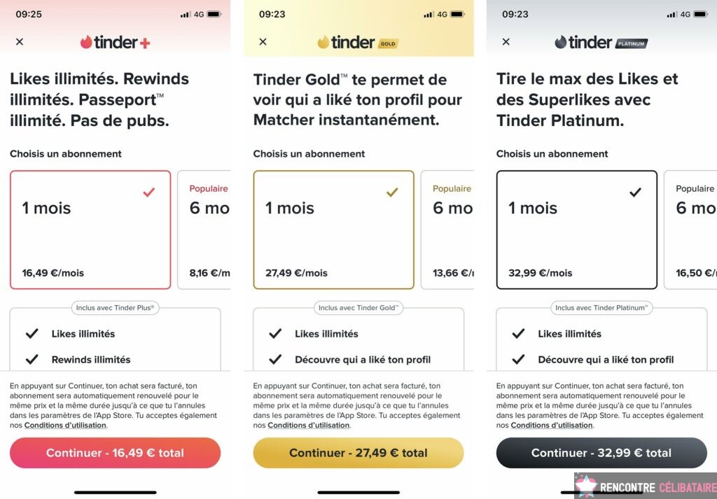 prix abonnement tinder