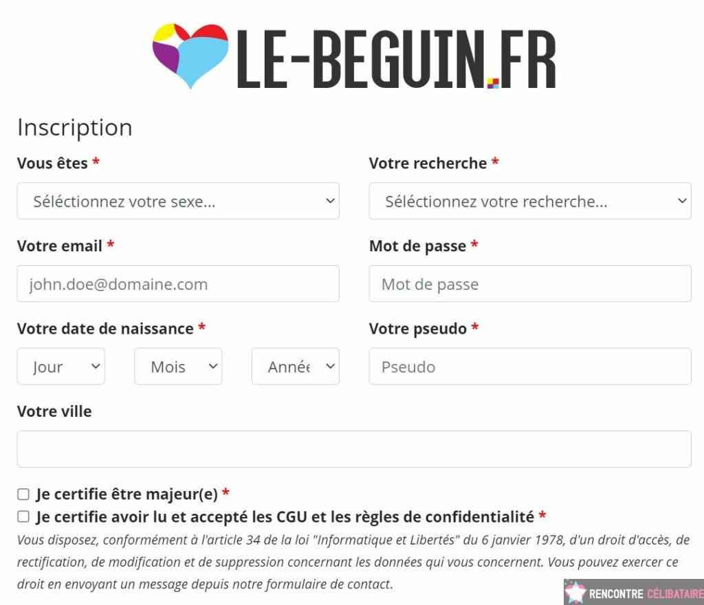 le beguin inscription