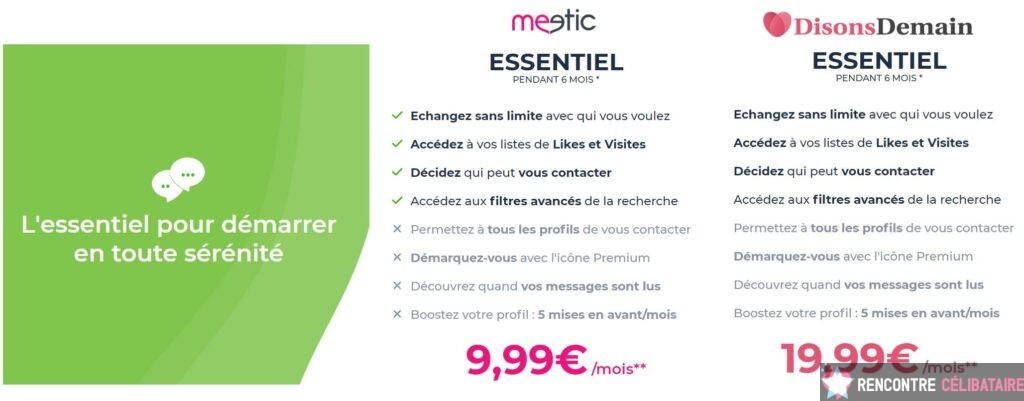 meetic disons demain tarifs