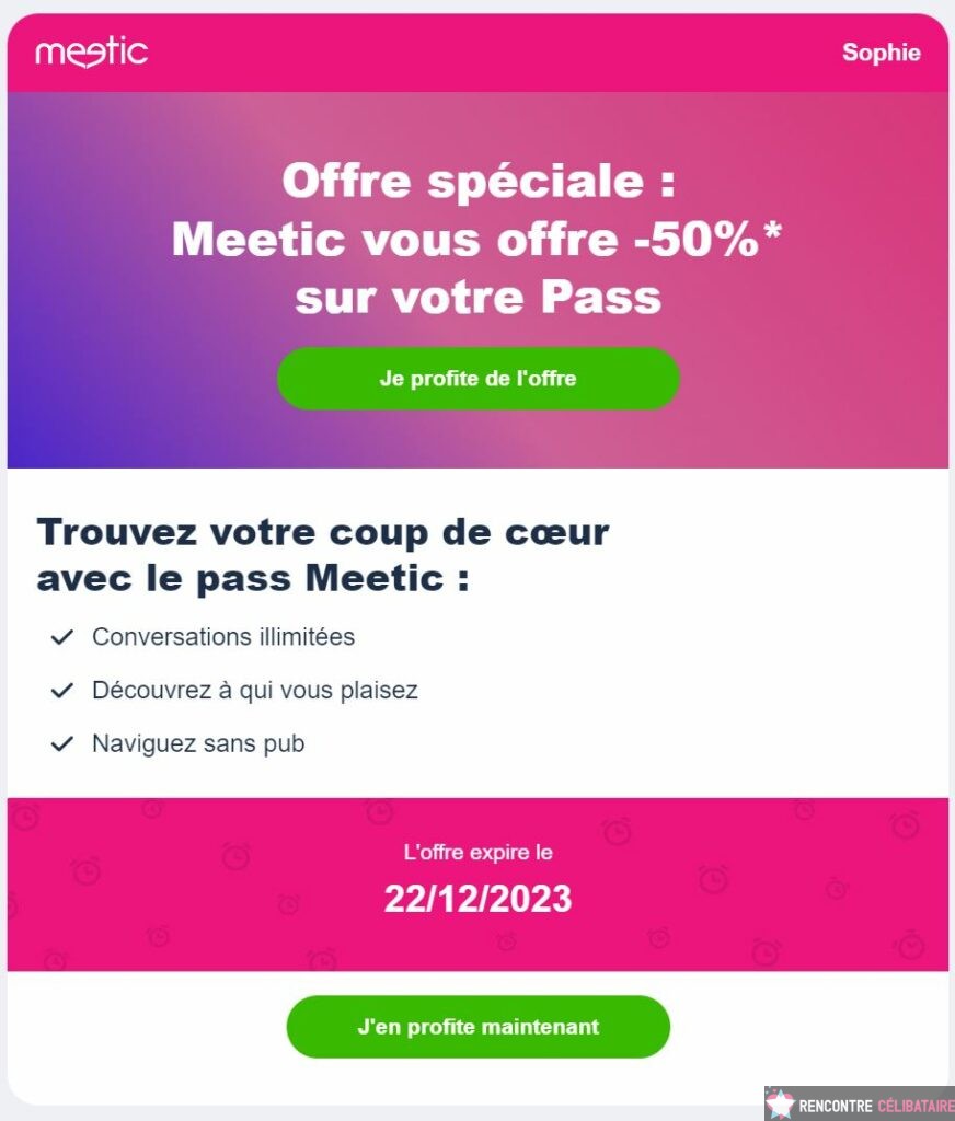 meetic reduction email